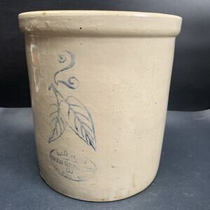 Antique Red Wing 2 Gallon Birch Leaf Crock Union Stoneware, Minnesota USA